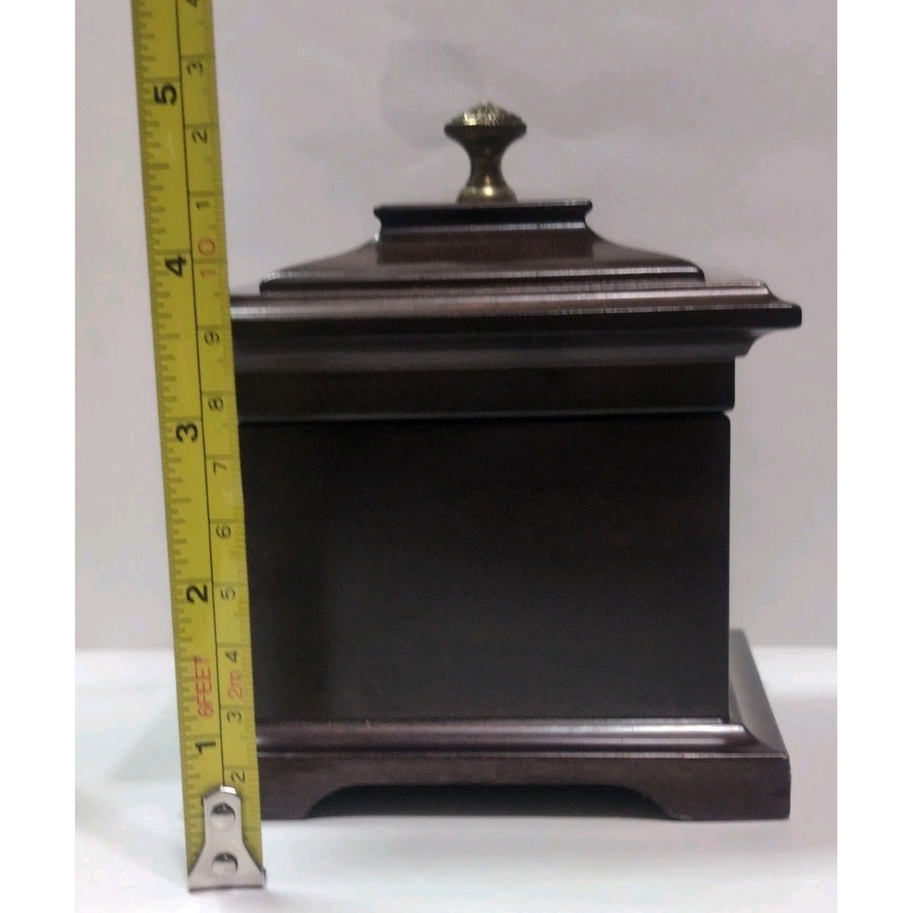 Bombay Company Musical Jewelry Ring Box Mahogany Wood Green Velvet Lined Vintage - Picture 10 of 13
